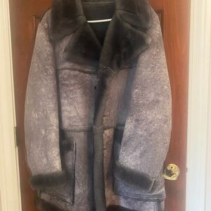 Men's Gray Shearling Coat